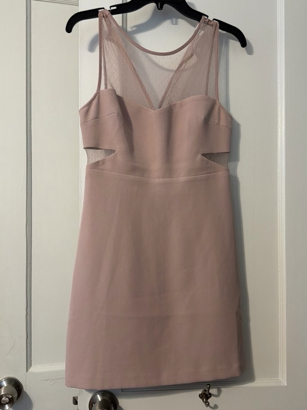 Express Blush Pink Mesh-Inset Mini Dress